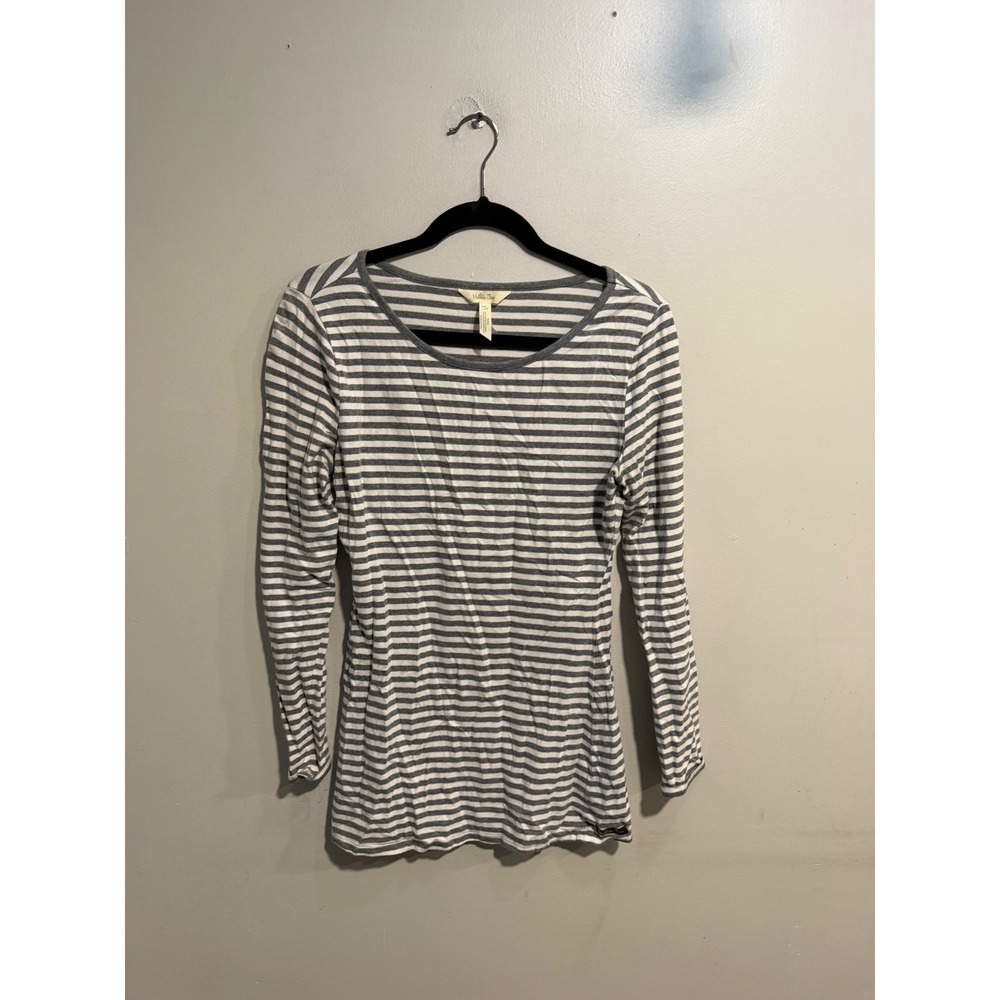 Matilda Jane Womens Gray White Striped Long Sleeve Scoop Neck Top Size S